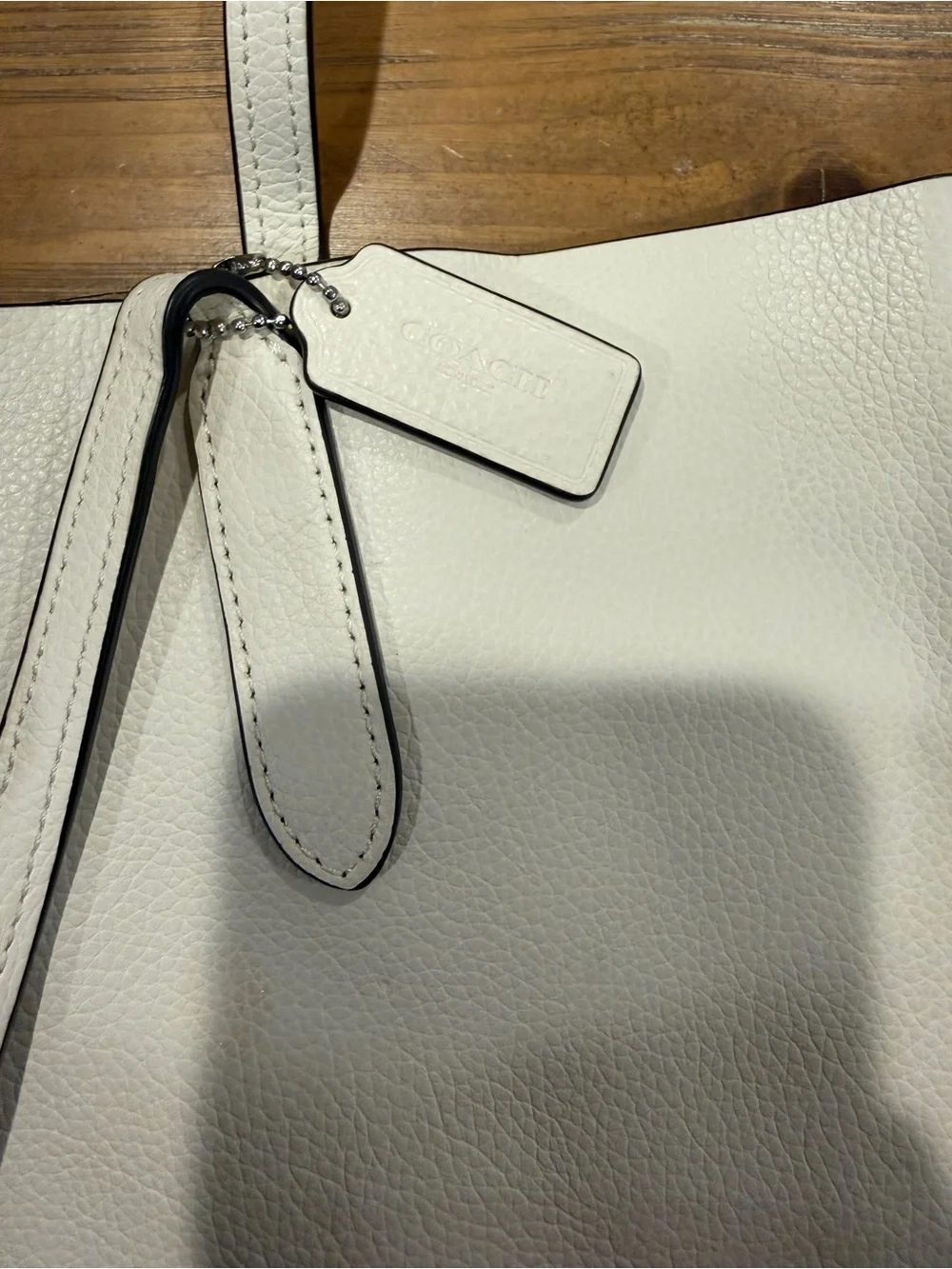 Coach Thea Leather Tote Chalk Pebbled Carryall Purse Everyday Shoulder Bag